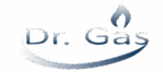 Logo da empresa Doutor Gás Rio em azul, especializado em serviços de gás natural e GLP no Rio de Janeiro